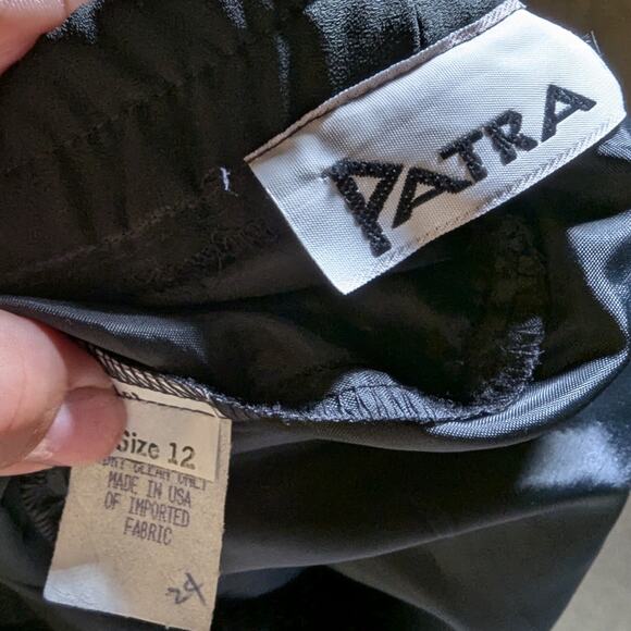 Vtg 1980s Patra Black Diamond Velvet Single Button Blazer Chiffon Skirt Set 12 - Picture 5 of 5